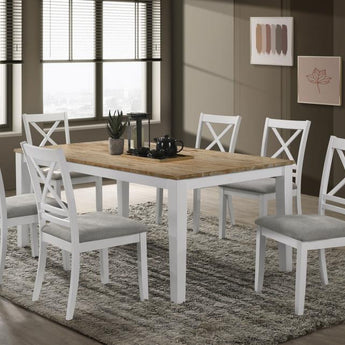 Hollis Rectangular Dining Table - White/Natural
