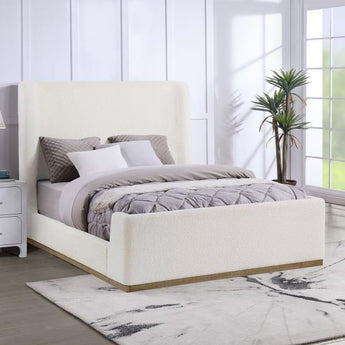 Nala Upholstered Wingback Platform Bed - Cream