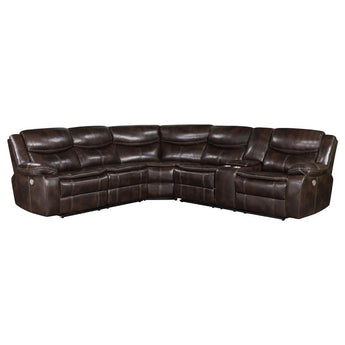 Sycamore 3 Pc Power Reclining Sectional - Dark Brown