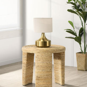 Artina Woven Rattan Round End Table - Natural Brown
