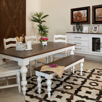 Rock Valley Farmhouse Style Dining Table - White/Brown