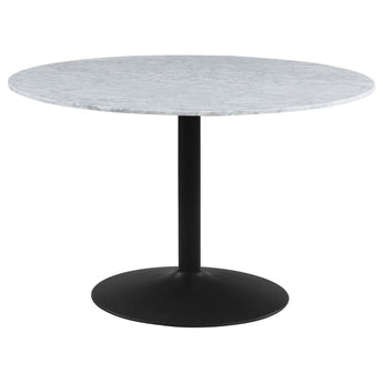 Bartole 48" Round Marble Top Table - White/Black