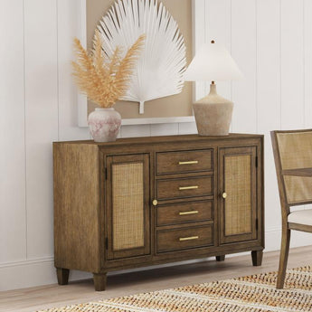 Matisse Four Drawer Rattan Sideboard - Light Brown