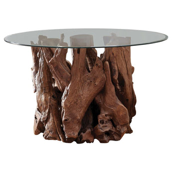 Asbury Tree Stump Glass Top 60" Round Dining Table