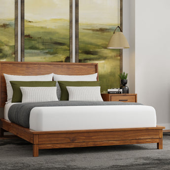 Nova Queen Platform Bed - Honey Maple