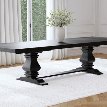 Florence 126" Extension Pedestal Dining Table - Distressed Black