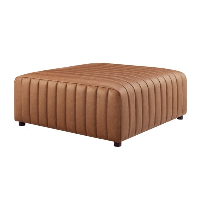 Harland Faux Leather Square Ottoman - Vintage Cider