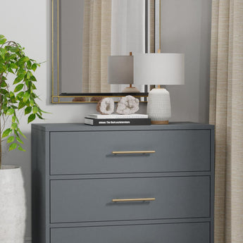 Madelyn Three Drawer Bedside Chest - Slate Gray