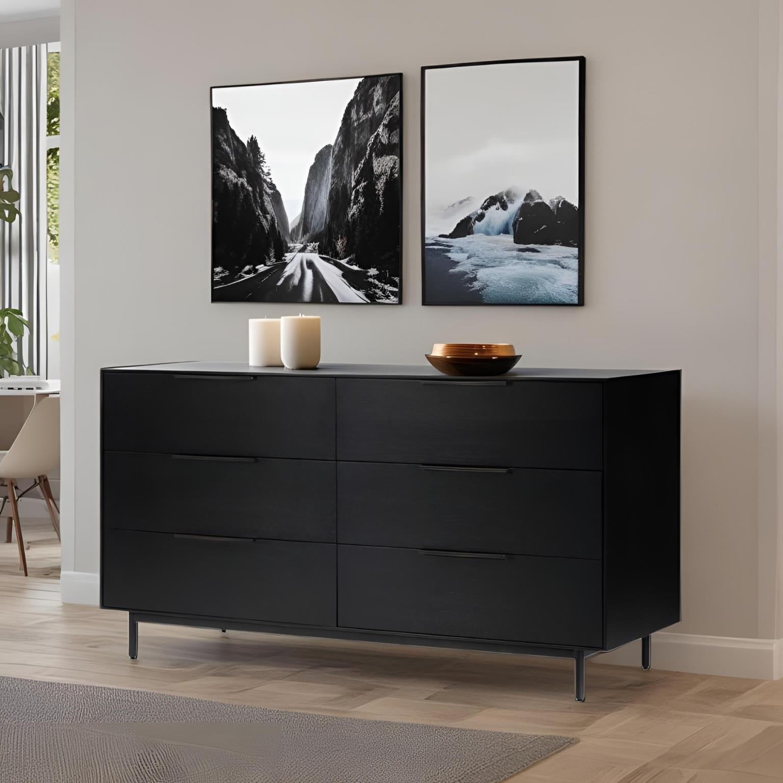 Akira Six Drawer Dresser - Black