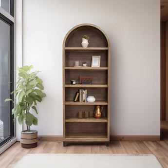 Parota Arched Solid Wood Bookcase - Natural