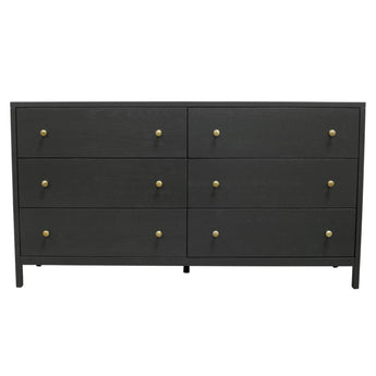 Avery Collection Six Drawer Dresser - Black