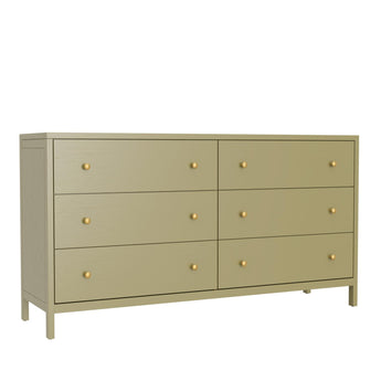Avery Collection Six Drawer Dresser - Olive Green