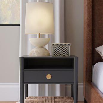 Cleo One Drawer Nighstand w/Shelf - Black & Rattan