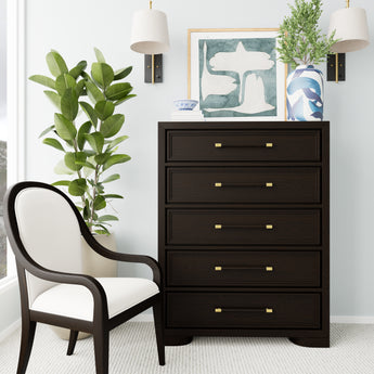 Lydia Five Drawer Chest - Dark Cabernet