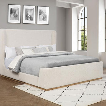 Nala Upholstered Wingback Platform Bed - Cream