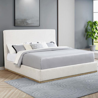 Knox Upholstered Platform Bed - Cream