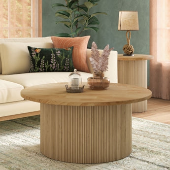 Kiefer Rattan Coffee Table w/ Wood Top - Natural