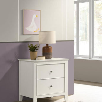 Selena Two Drawer Nightstand - Cream White