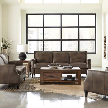 Leaton Leather Sofa - Brown