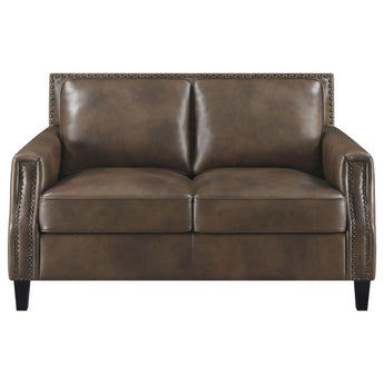 Leaton Leather Loveseat - Brown