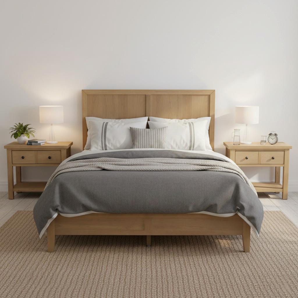 Emilia Platform Panel Bed - Natural