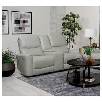 Greenfield Power Reclining Console Loveseat - Ivory