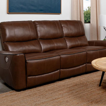 Greenfield Power Reclining Sofa - Saddle Brown