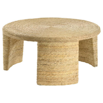 Artina Woven Rattan Round Coffee Table - Natural Brown