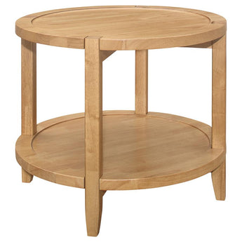 Camillo Round Solid Wood End Table - Maple Brown