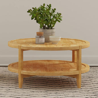 Camillo Round Solid Wood Coffee Table - Maple Brown