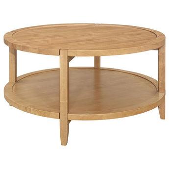 Camillo Round Solid Wood Coffee Table - Maple Brown