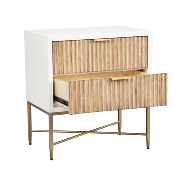 Larsen Two Drawer Nightstand - White/Natural