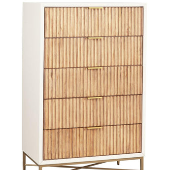 Larsen Five Drawer Chest - White/Natural