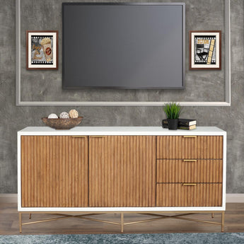 Larsen 64" TV Console - White/Natural