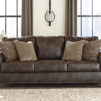 Joshua Faux Leather Sofa - Coffee Brown