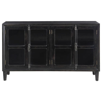 Sylvia Antique Black Glass Door Cabinet