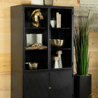 Santiago Glass Door Cabinet - Black