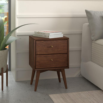 Flynn Collection Two Drawer Nightstand - Walnut