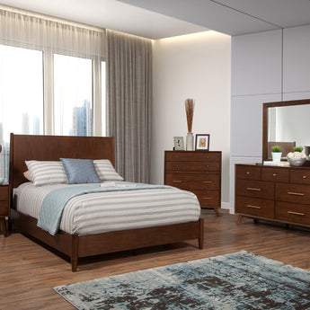 Flynn Collection Panel Bed - Walnut