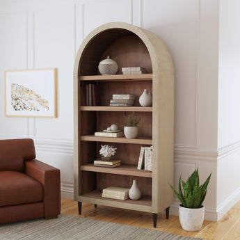 Calliope Arched Top Wood Bookcase - Natural