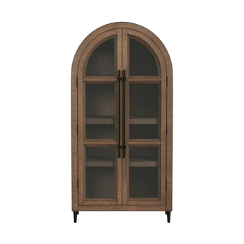 Orion Arched Glass Door Cabinet - Weathered Oak