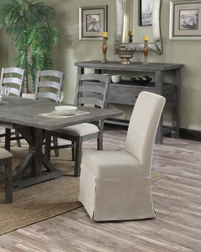 Paladin Skirted Parsons Chair - Beige Linen
