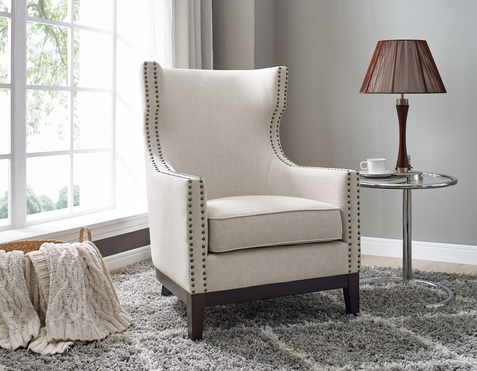 Roswell Wing Back Chair - Beige