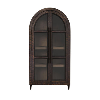 Santiago Arched Glass Door Cabinet - Espresso