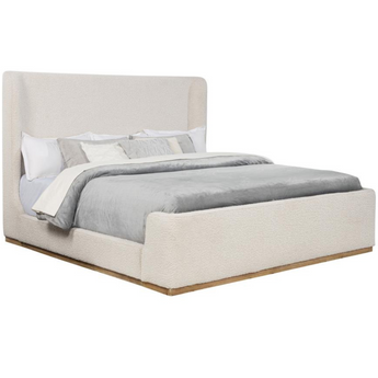 Nala Upholstered Wingback Platform Bed - Cream