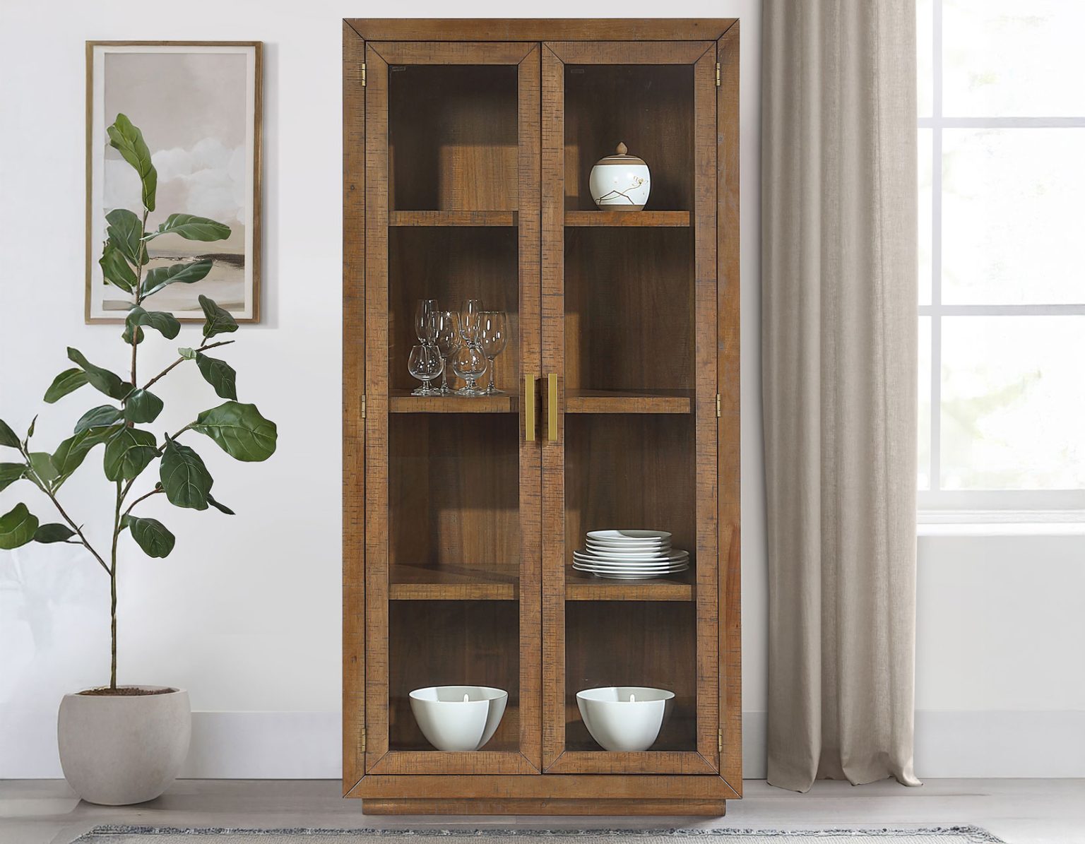 Garland Glass Door Curio - Toffee Finish