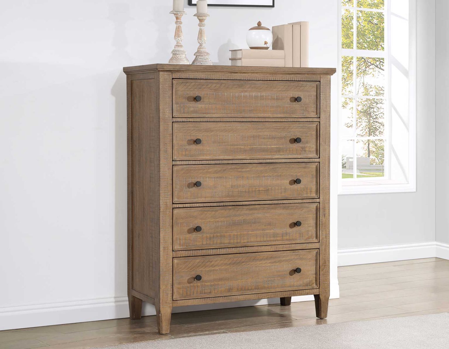 Riverdale Five Drawer Chest - Driftwood Finish
