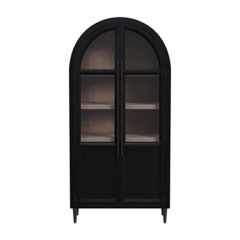 Taurus Arched Top Glass Door Cabinet - Black