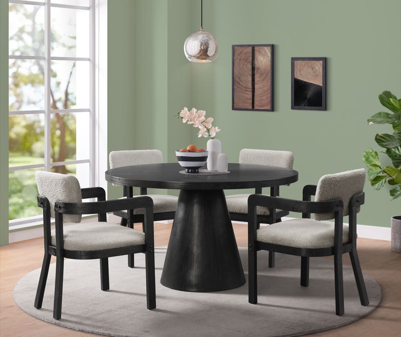 Portland Dining Arm Chair - Black/Snow White
