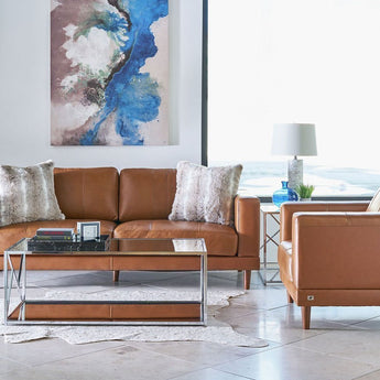 Hampton Collection Leather Loveseat - Tan